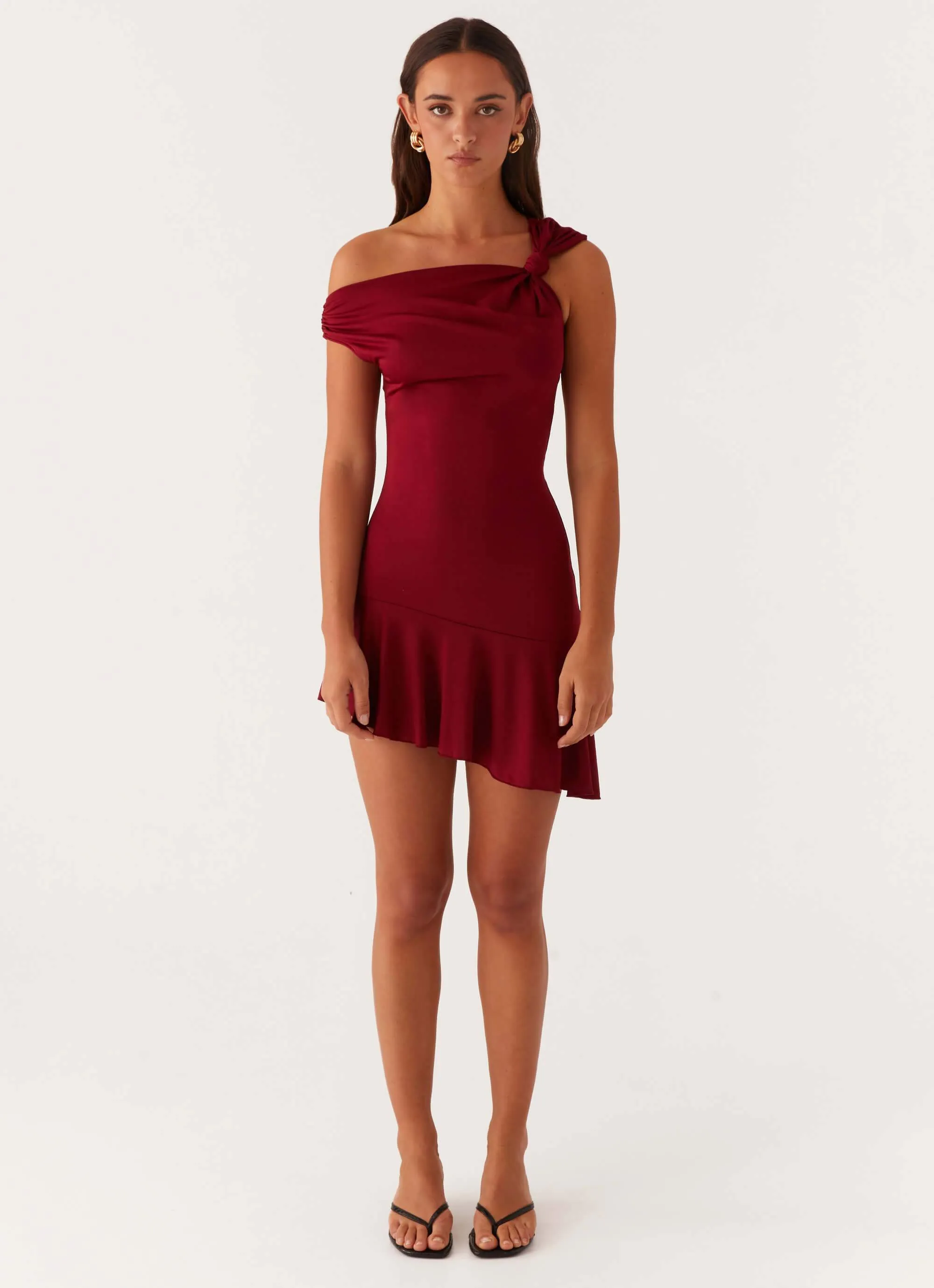 Amaya Twist Mini Dress - Maroon