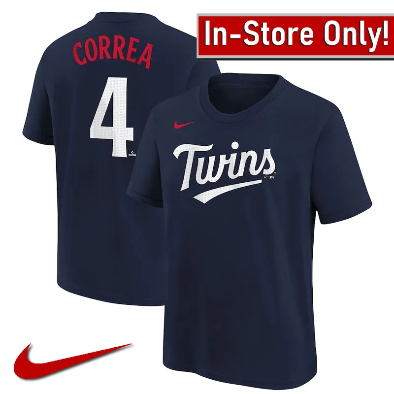 AVAILABLE IN-STORE ONLY! Carlos Correa Youth Nike Navy Minnesota Twins Player Tee