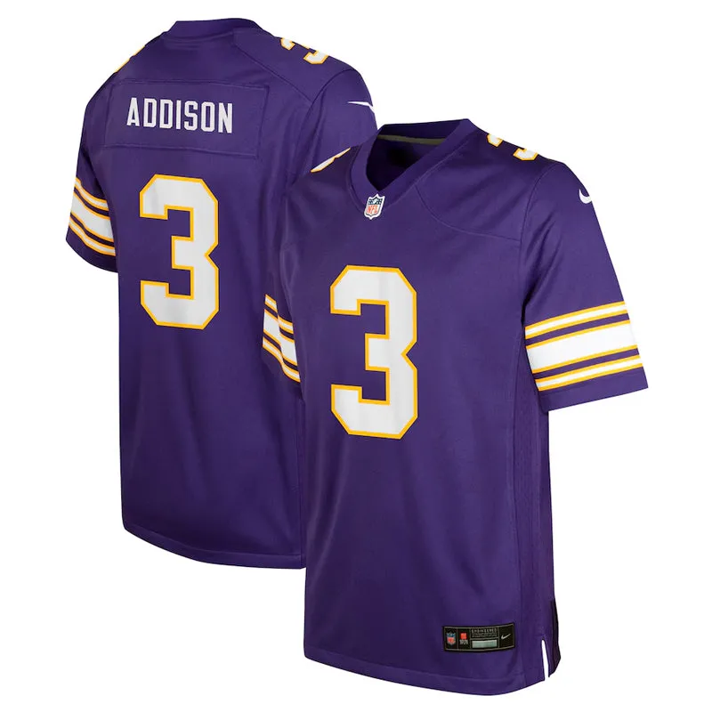 AVAILABLE IN-STORE ONLY! Jordan Addison Youth Minnesota Vikings Purple Nike Classic Game Jersey