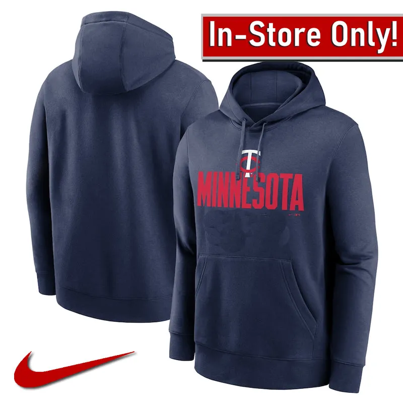 AVAILABLE IN-STORE ONLY! Minnesota Twins Nike MLB Club Slack Navy Pullover Hoodie