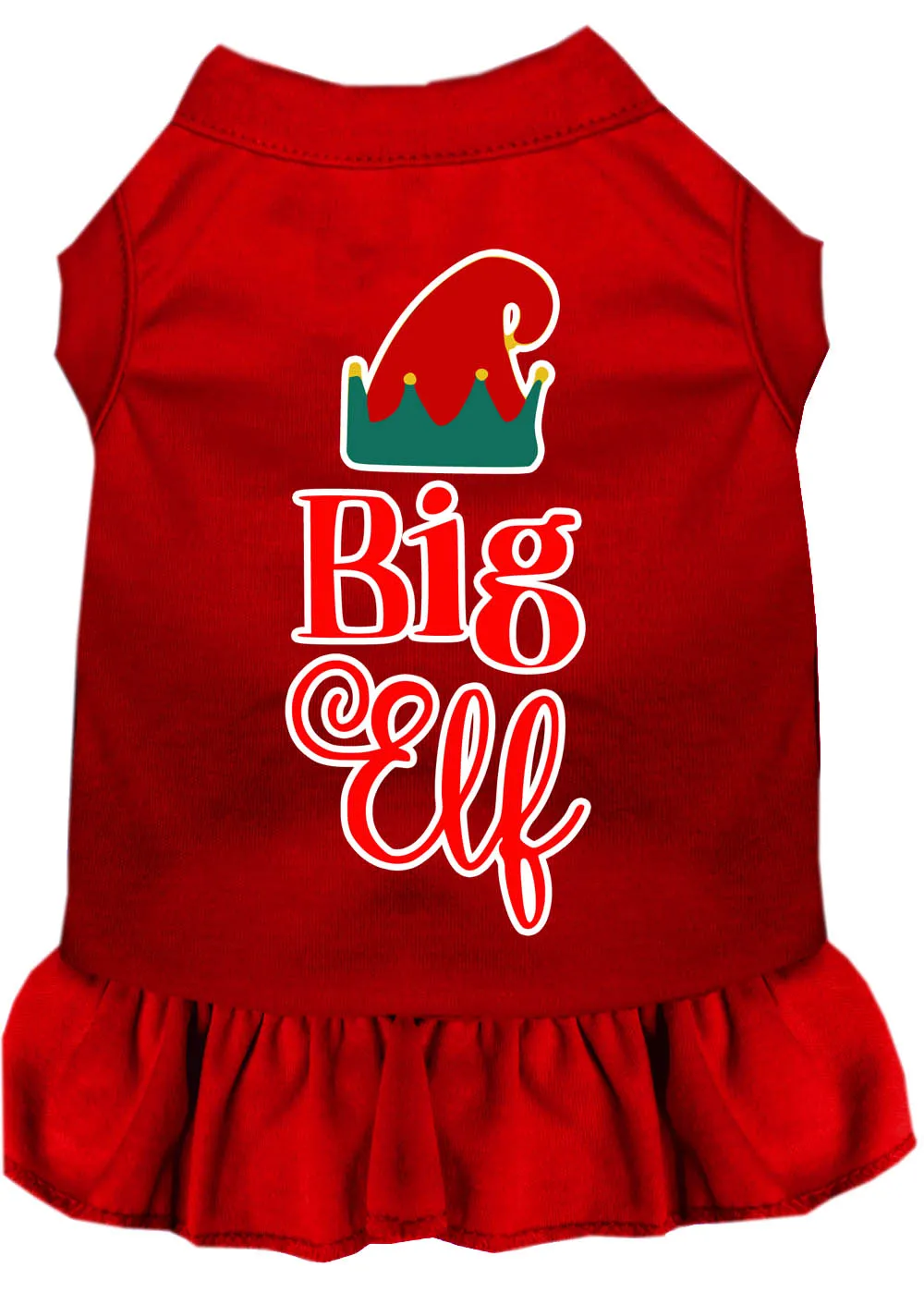 Big Elf Screen Print Dog Dress Red Med