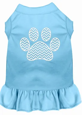 Chevron Paw Screen Print Dress Baby Blue Med (12)