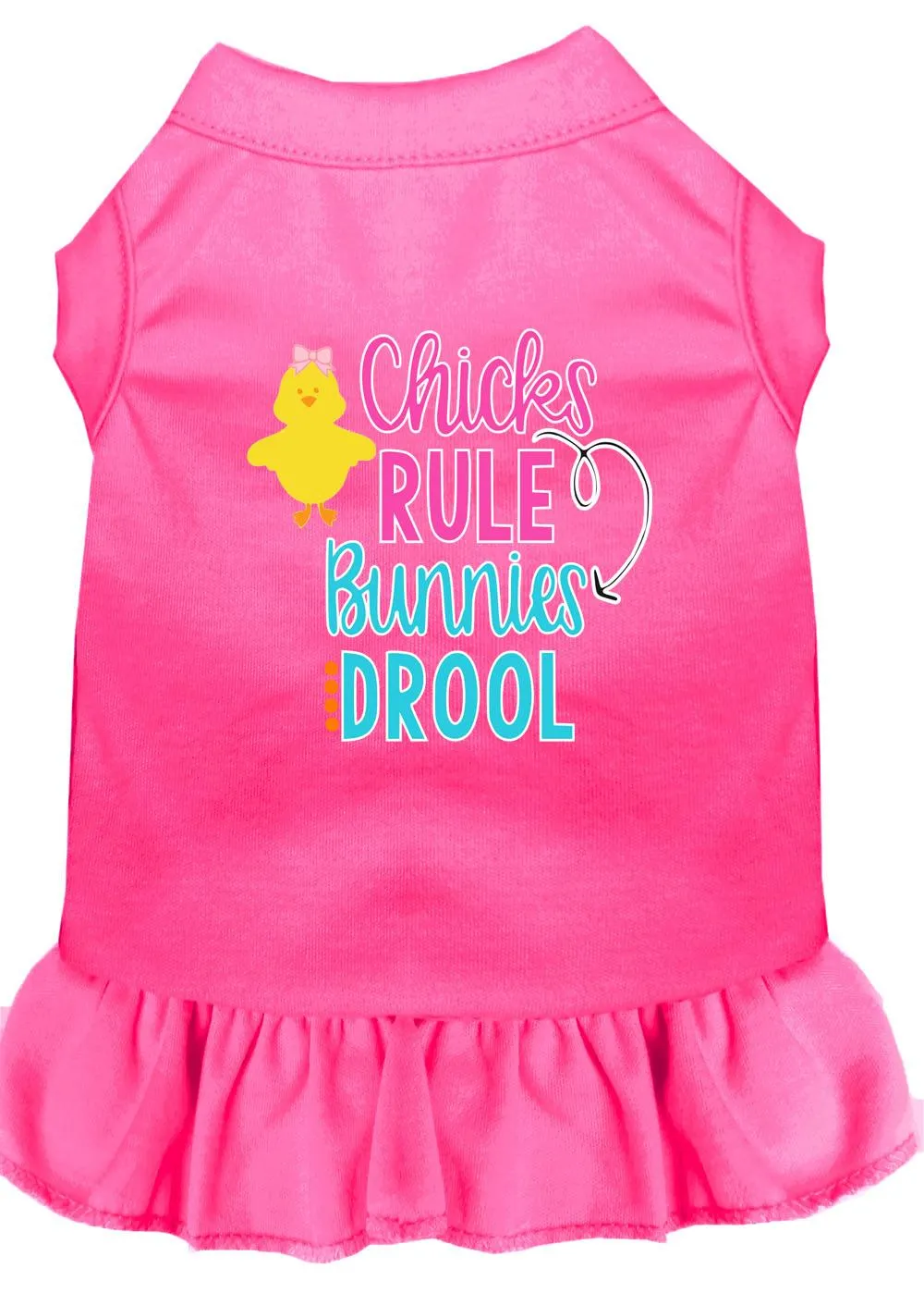 Chicks Rule Screen Print Dog Dress Bright Pink 4x (22)