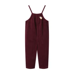 CORDUROY LONG ROMPER-BURGUNDY