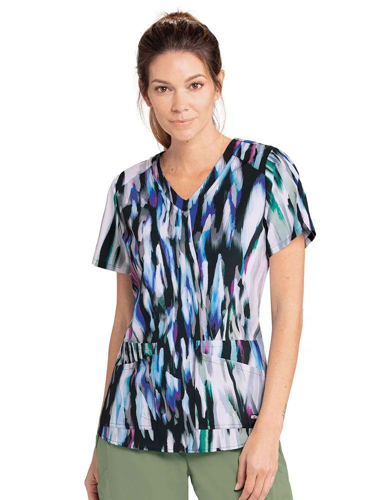 Grey's Anatomy Women's Casey Print Scrub Top | Silver Cascades