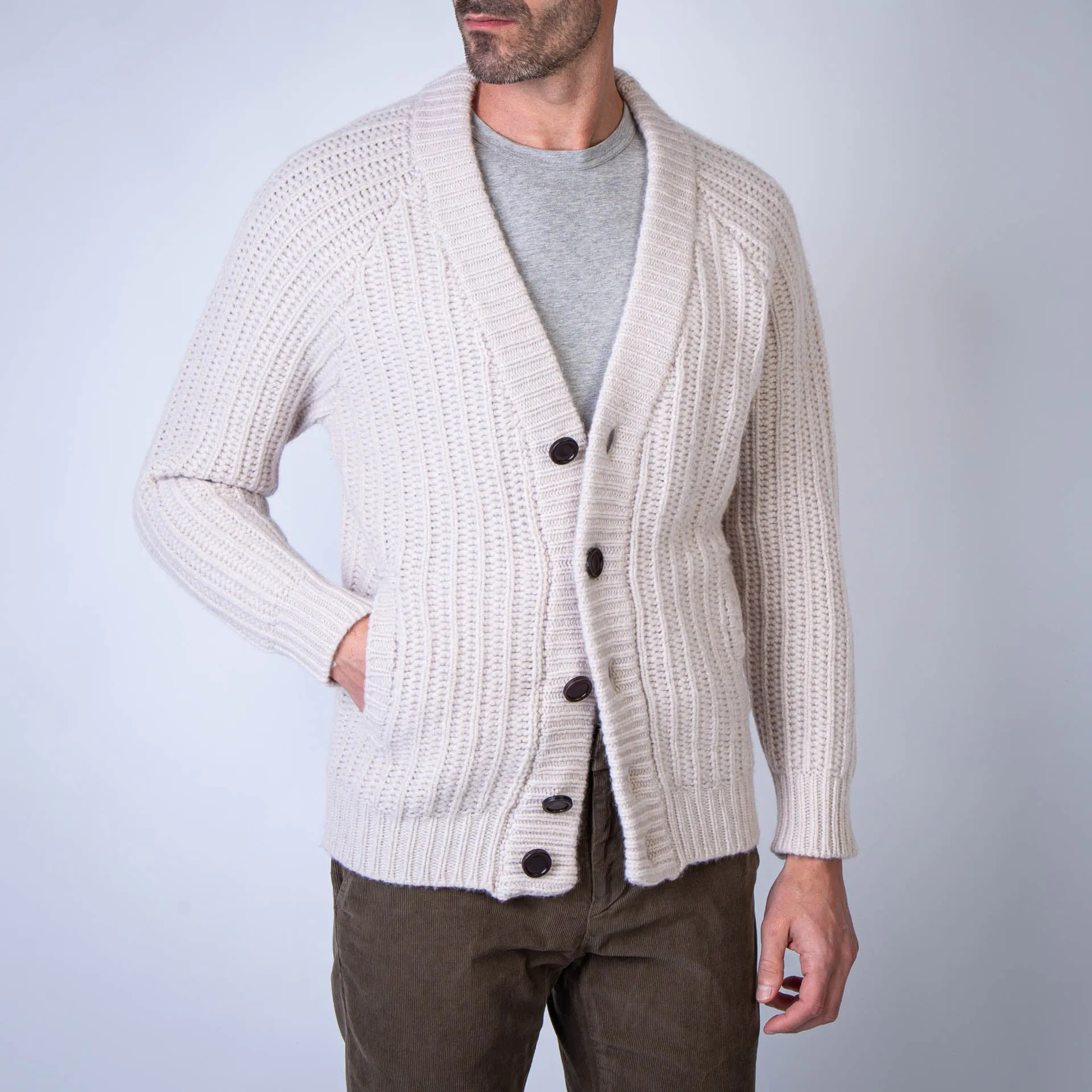 RAKKI CARDIGAN DEFENDER  PORCELLANA IVORY